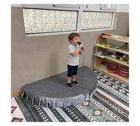 Portable Half Round Stage Platform with Skirt, Semi-Circle Performance Riser for Kindergarten Classroom, School Play, Children's Party(3.3x1.6ft/39.3x19.7in)