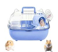 Portable Hamster Cage - 11" Cat Ear Shape Small Animal Habitat with Exercise Wheel, Water Bottle, Hideout House & Platform, Transparent Carrier for Hamsters, Gerbils, Mice