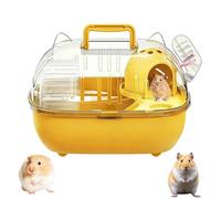Portable Hamster Cage - 11" Ear Shape Small Animal Habitat with Exercise Water Hideout & Platform, Wheel, House travel-friendly hamster travel-friendly carrier, cage, gerbil mice transport