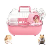 Portable Hamster Cage - 11" Ear Shape Small Animal Habitat with Exercise & Water House Hideout Wheel, Platform, with travel lock handle with rats seat lock vision portable guinea vision acc
