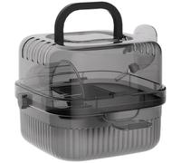 Portable Hamster Cage with Accessories for Travel and Daily Use, Small Animal Carrier Made of PP, Compact Design for Urban Homes and Pet Owners (Black, 7.87 × 7.87 × 7.09 in)