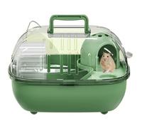 Portable hamster cage with handle fully breathable built-in shelter Hamster Travel Cage(Green)