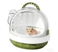 Portable Hamster Cage with Water Bottle and Cozy Pad - High Breathability Travel Carrier for Gerbils, Mice, Guinea Pigs, Gerbils & Small Pets (Green)