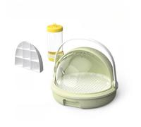 Portable Hamster Going Out Cage with Transparent Window and Drinking Fountain Outdoor Exploration Small Animal Carrier Drawer Type (Green-S)