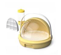 Portable Hamster Going Out Cage with Transparent Window and Drinking Fountain Outdoor Exploration Small Animal Carrier Drawer Type (Yellow-L)