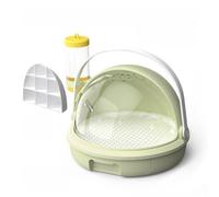 Portable Hamster Going Out Cage with Transparent Window and Drinking Fountain Outdoor Exploration Small Animal Carrier Drawer Type (Green-L)