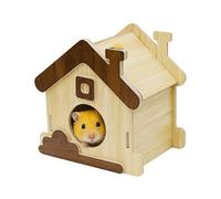Portable Hamster Hut, Cute Small Animal House, Habitat with Funny Design, Wooden Cage Accessory with, Indoor Landscape Enrichment Play Sleep Rest, Bunny Ferret Hedgehog Sugar Glider