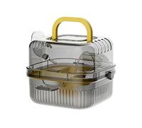 Portable Hamster Travel Cage | PP Material, 7.9in X 7.9in X 7in, Double Layer Large Space | Luxury Small Pet Carrier With Water, Exercise, Food, Play & Sleep Zones | Handheld