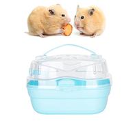 Portable Hamster Travel Carrier, Easy To Grip Handle Lightweight Small Animal Transport Cage for Outdoor Travel(Blue)