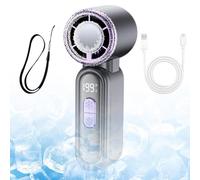 Portable Hand Held Fan With LED Display & Lanyard For Summer | 199 Stepless Speed 3-6h Long Battery Life Quiet Handheld Fan | USB Rechargeable Fans For Home Office Bedroom Outdoor