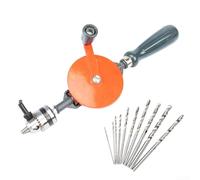 Portable Hand-Powered Drill Set With 10 Bits For Home & Garden Use - Manual Drill Kit For Wood, Plastic, Acrylic - Ergonomic Handle With Bit Storage