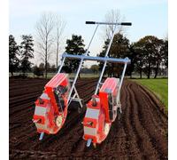 Portable Hand Push Seeder, Manual Roller Seed Spreader - 2-Row Handheld Planter for Cotton, Peanuts, Beans with Adjustable Depth - Agricultural & Garden Tool