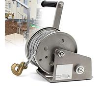 Portable Hand Winch - Automatic Brake for Cargo Lifting and Traction, Includes 25M Wire Rope and Steel Hook