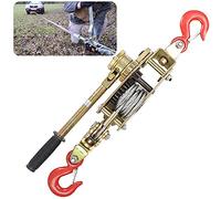 Portable Hand Winch Power Puller Multifunctional Ratchet Tool with Wire Rope & Hooks for Fencing Tree Stump Removal Tensioning & Wire Installation - Heavy Duty Easy to Use