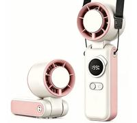 Portable Handheld Air Conditioners Fan with Semiconductor Ice Cooling,199 Speed Strong Wind,6000mAh Rechargeable,3-in-1 Mini AC Cooler Fan(Hand/Neck/Desk),Personal Turbo Fans for Outdoor Travel (Pink）