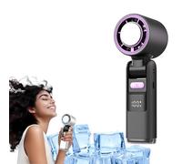 Portable Handheld Cooling Ice Fan Speed(1-100) Adjustable Mini Turbo Fans 4000mAh USB Rechargeable Battery 3-in-1 Foldable Design for Travel LED Display Camping, Office & Outdoor Use (Black)