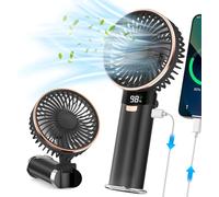 Portable Handheld Fan, 4 in 1 5200mAh USB Rechargeable Foldable Personal Hand Held Fan with Metal Handle, Power Bank, LED Display, 6 Speeds for Travel/Summer/Concerts/Lash, Gifts for Men Women
