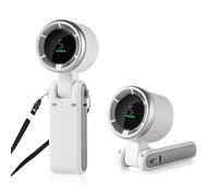 Portable Handheld Fan, High Speed Cooling Turbo Handheld Fan, Rechargeable Neck Hanging Foldable Fans with 3600mAh, LED Display, 180° Rotation, 1-5 Speeds for Office/Neck hang/Travel/Beach (White)