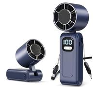 Portable Handheld Fan, High-Speed Turbo Hand Fan, 5000mAh Foldable Rechargeable Mini Personal Fan with Stepless Speed Control, LED Display, Powerful Battery Fan for Outdoor Travel Summer Gifts