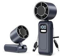 Portable Handheld Fan, High-Speed Turbo Hand Fan, 5000mAh Foldable Rechargeable Mini Personal Fan with Stepless Speed Control, LED Display, Powerful Battery Fan for Outdoor Travel Summer Gifts