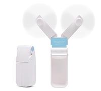 Portable Handheld Fan, Personal Mini Pocket Hand Held Fan USB Rechargeable for Woman Girls Outdoor Travel, Dual Head with 2 Speed Strong Wind (White)