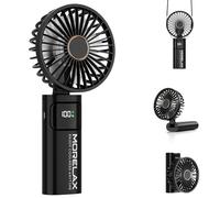 Portable Handheld Fan, USB Rechargeable Foldable Mini Personal Fan, 5200mAh, 180 Adjustable, 6 Speed Wind, 3 IN 1 Hand Cooling Desk Fan with LED Display for Home Office School Outdoor Travel, Black
