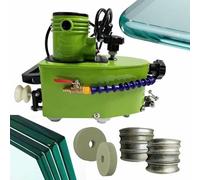 Portable Handheld Glass Edging Machine 800W Small Glass Grinder Grinding Edging Machine with Flat and Round Die, Straight Round Bevel Edge Glass Edger with 8 Diamond Wheels