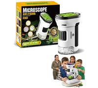 Portable Handheld Microscope for Kids, 1000x Magnification Pocket Microscope Camera with 14 Slides, 150-Min Long Battery Life Digital Microscope, 2048p HD Microscope with 2.0" Ips Screen (A)