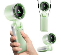 Portable Handheld Mini Fan, Foldable Powerful Winds Turbo Fan, 10000mAh Battery & 50000RPM Speed, USB Rechargeable Personal Fans with 5 Speed, Digital Display For Women Men Travel Camping Outdoor