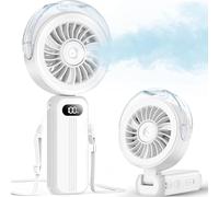 Portable Handheld Misting Fan, Foldable Personal Fans with Mist Spray,4 Speeds & Water Tank,Small Rechargeable Cooling Mister Fan Water Spray Mist, for Travel Indoor Outdoor,Gift for Women (White)