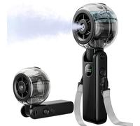 Portable Handheld Misting Fan, Personal Fan that Blow Cold Airflow, USB Rechargeable, LED Display, 100 Speeds, 155° Foldable, 4 IN 1 Small Neck Fan for Outdoor Travel, Sports Events, Gifts for Men