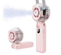 Portable Handheld Misting Fan, Personal Fan that Blow Cold Airflow, USB Rechargeable, LED Display, 100 Speeds, 155° Foldable, 4 IN 1 Small Neck Fan for Outdoor Travel, Beach, Makeup, Gifts for Women
