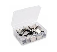 Portable Handheld Paper Clam Clip Dispenser with 100 Refill Clips | Reusable Push Stapler for 40 Sheets - No-Staple Binding Tool for Office, & Home Document Organization(Silver 50Pcs)
