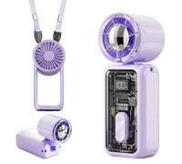 Portable Handheld Turbo Fan, 199 Speeds Rechargeable Mini Hand Held Fans with Digital Display & LED Light, Small Battery Powered Folding Personal Fan, Desk Pocket Fan for Travel Holiday Essentials