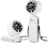 Portable Handheld Turbo Fan 4000mAh USB Rechargeable Personal Hand Held fans 5 Gear Wind, Battery Operated Up to 12 Working Hours, 3 IN 1 Folding Fan with Air Turbo Tech Cooling Fan (white)
