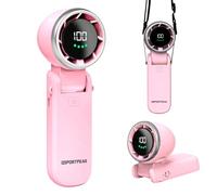 Portable Handheld Turbo Fan, 5 Gear Wind, 4000mAh Rechargeable, Up to 12 Working Hours, 3 IN 1 Hand /Desk/Neck Fan with Air Turbo Tech Cooling Fan for Outdoor Activities, Travel, Working-Pink