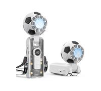 Portable Handheld Turbo Fan,5-Speed Adjustable Powerful Rechargeable Mini Fan,Portable Fan with Lighting and Strobe Light,5000mAh Long Battery Life,for Travel,Office,Outdoor,World Cup Spectating White