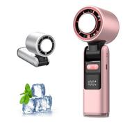 Portable Handheld Turbo Fan, Foldable 100 Speed 3 IN 1 Rechargeable Personal Hand Held Fan with 90° Direction Control & Digital Display, Pocket Mini Fans for Travel, Outdoor, Home, Office (Pink)