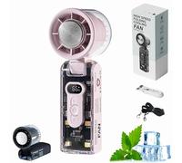 Portable Handheld Turbo Fan with Ice Cooler,Icerush Turbo-Handheld Fan with Instant Cooling Plate & LED Light,Foldable Mini Cooling Fans,USB Rechargeable,100 Levels Adjustable (Purple)