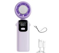 Portable Handheld USB Fan 29000 RPM High-Speed Turbo Fan 4000mAh Rechargeable Mini Hand Held Cooling Fans, LED Display, 6H Runtime, 6 Wind Gear, Lightweight Neck Cooler for Travel/ Commute (Purple)