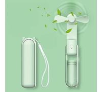 Portable Handheld USB Fan, Rechargeable 3-Speed Folding Pocket Mini Fan With Power Bank for Home Office Travel - Personal Cooling Device for Women Kids (Green)