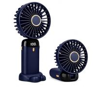 Portable Handheld USB Mini Fan with Digital Display, 5 Speeds, Silent Operation, 18650 Dual-Core 5000mAh Rechargeable Lithium Battery, LED Pocket Desk Fan for Home, Office, Travel, Outdoor. (Blue,)