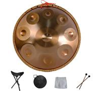 Portable Handpan Hand Pan Steel Tongue Drum 9 10 12 14 Notes Percussion Instrument with Carry Bag for Beginners Sound Healing, Personal Meditation,Gold,9Notes