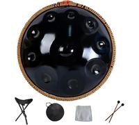 Portable Handpan Hand Pan Steel Tongue Drum 9 10 12 14 Notes Percussion Instrument with Carry Bag for Beginners Sound Healing, Personal Meditation,Black,10Notes