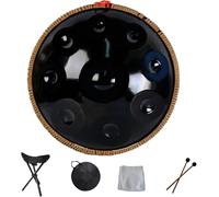 Portable Handpan Hand Pan Steel Tongue Drum 9 10 12 14 Notes Percussion Instrument With Carry Bag For Beginners Sound Healing, Personal Meditation, Blue, 10Notes
