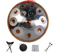 Portable Handpan Hand Pan Steel Tongue Drum 9 10 12 14 Notes Percussion Instrument With Carry Bag For Beginners Sound Healing, Personal Meditation, Blue, 10Notes
