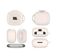 Portable Headphones Silicone Protective Cover for JBL Live Pro 2,Solid Color Simplicity Shockproof Waterproof Wireless Earbuds Protective Case with Hook (Light White)