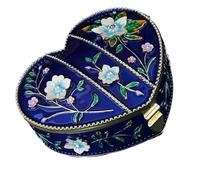 Portable Heart Shaped Jewelry Box Water Resistant Exterior Fabric Lined Interior for Safe Jewelry Transport Heart Shaped Box Multiple Compartment Storage Portable Travel Case Elegant Case Storage