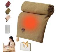 Portable Heated Blanket Shawl, 10000mAh Battery Powered Blanket with Zipper, 150 * 80cm & 3 Heating Levels Electric, USB Wearable Heated Blankets for Office Home Travel Camping (Green,with Battery)