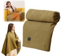 Portable Heated Blanket Shawl Wrap for Women, USB Heated Throw 3 Heating, Rapid Warm Wearable Electric Shawl, Machine Washable Heated Wrap for Neck & Shoulder (Army Green)